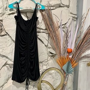 (New) Black Ruched Dress from Fashion Nova